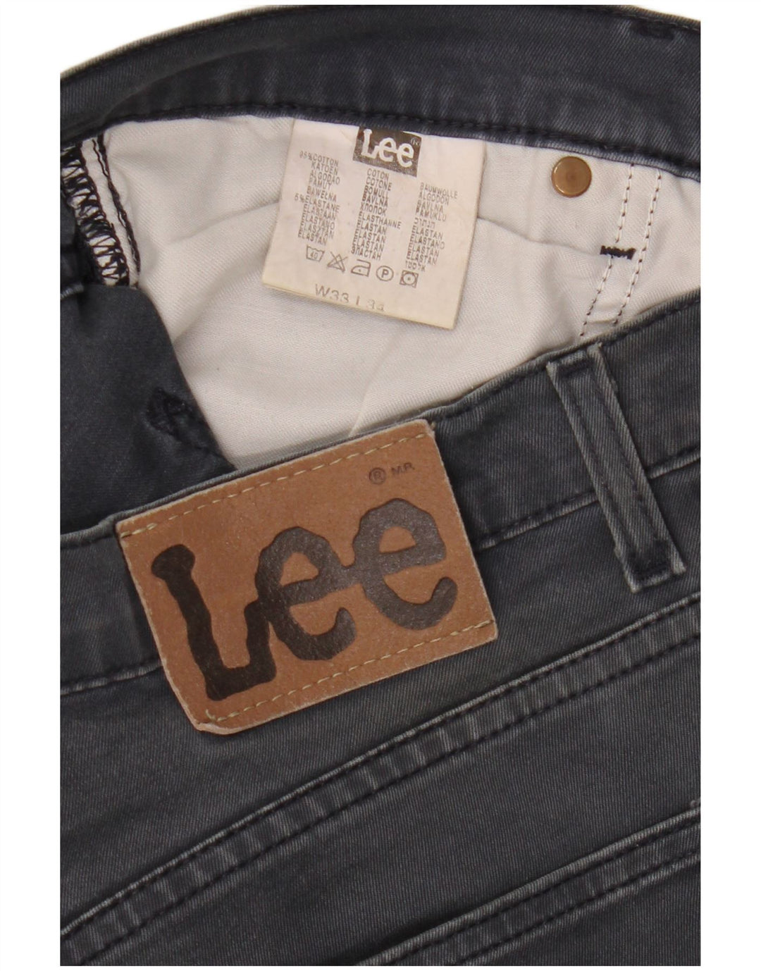 Lee Straight Jeans til mænd W33 L34 Grå bomuld