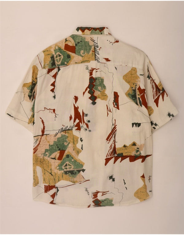 Angelo Litrico Herre abstrakt mønster skjorte størrelse 41/42 Large Off White