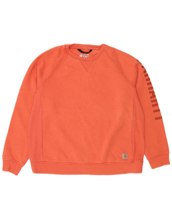 Carhartt Womens Graphic Relaxed Fit Sweatshirt Jumper UK 18 XL Orange