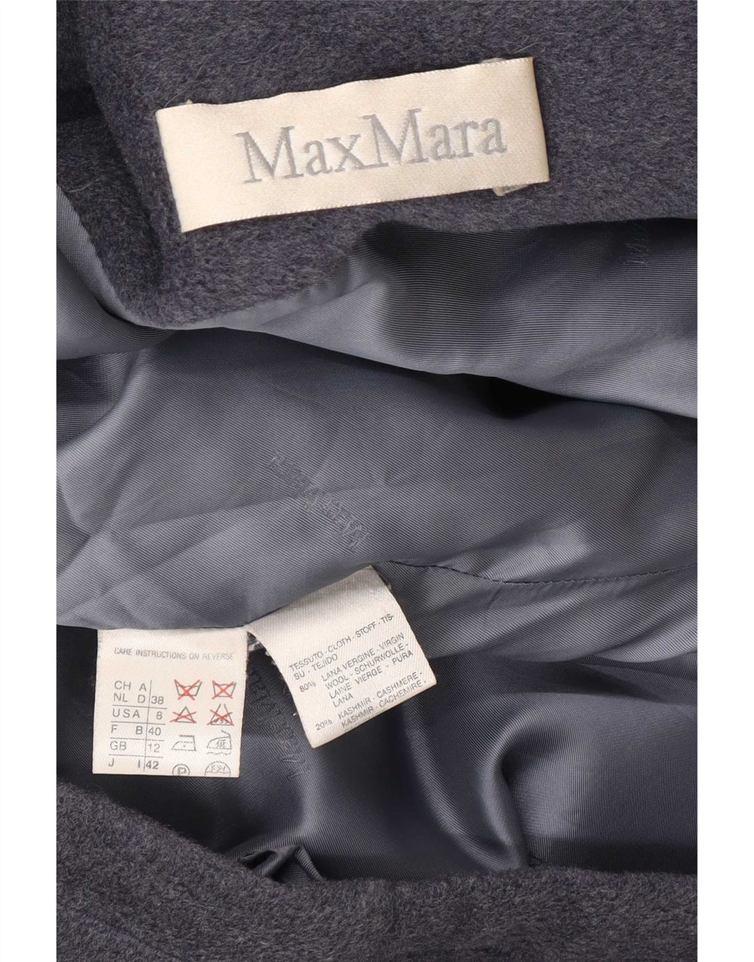 Max Mara Dame Hætte Oversized Parka Jacket UK 12 Medium Grey Virgin Wool