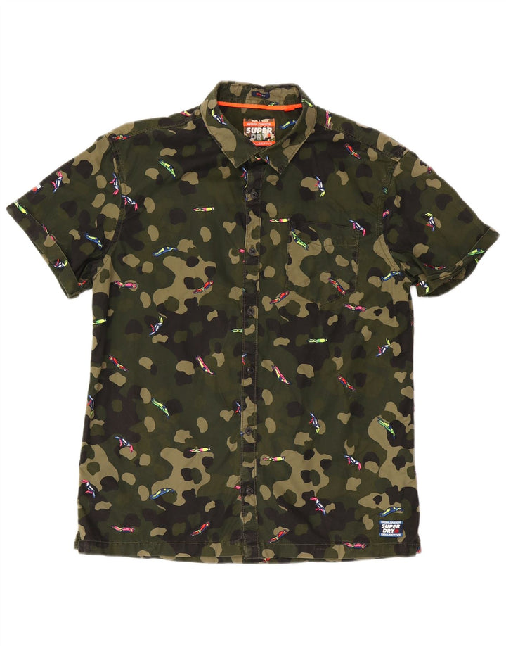 Superdry Herre Box Fit Kortærmet skjorte Medium Khaki Camouflage Bomuld