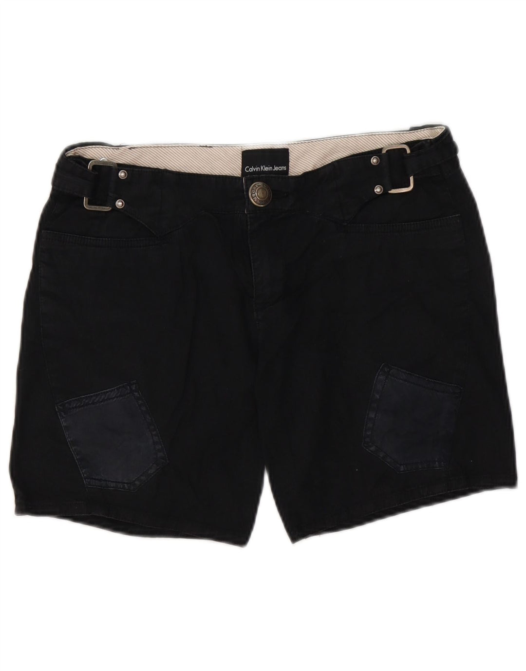 CALVIN KLEIN Graphic Cargo Shorts til kvinder W28 Mellem sort bomuld