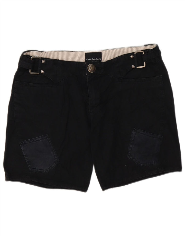 CALVIN KLEIN Graphic Cargo Shorts til kvinder W28 Mellem sort bomuld