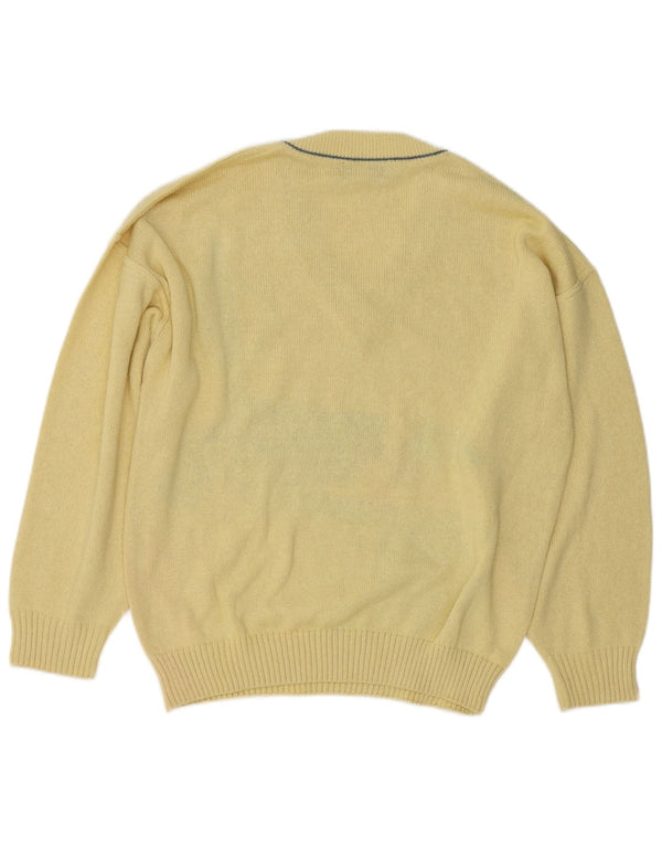 Dardano Herre V-hals sweater IT 52 Stor gul geometrisk bomuld