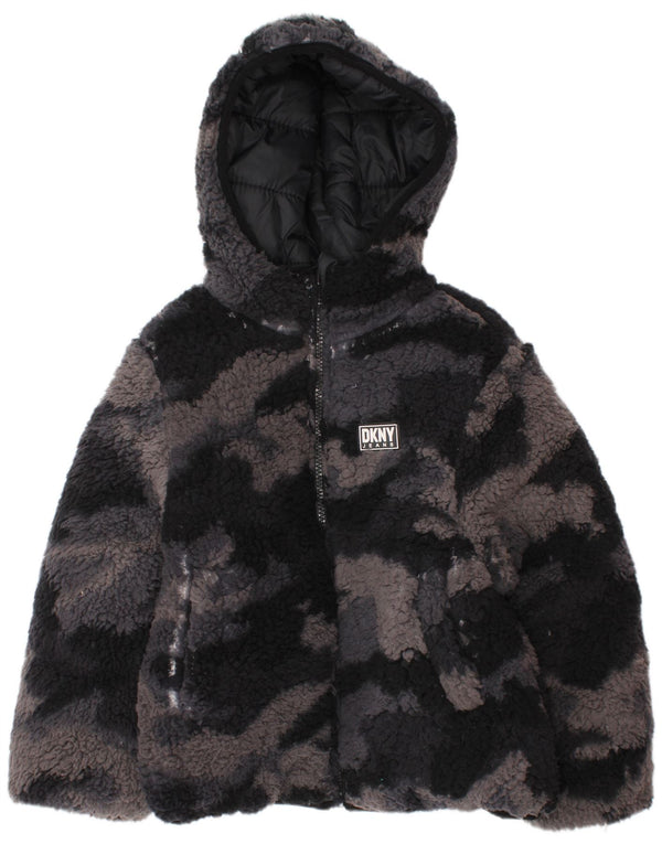 Dkny Boys hættepolstret vendbar jakke 5-6 år sort camouflage nylon
