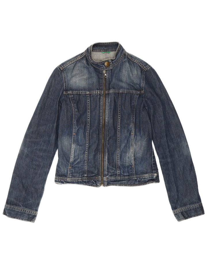 Benetton Dame denimjakke UK 8 Lille Blå Bomuld