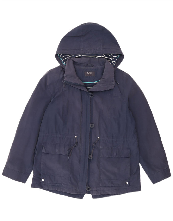 Marks & Spencer Dame Hooded Parka Jacket UK 14 Large Navy Blue Polyester