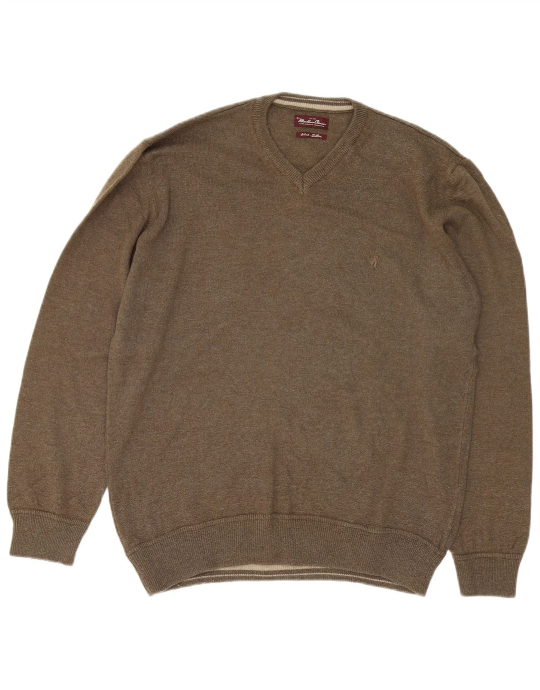 Marlboro Classics Herre V-hals sweater XL Khaki Wool