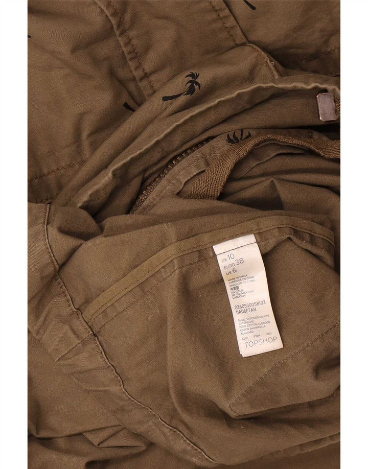 Topshop Kvinder Oversized Abstrakt Mønster Utility Jacket UK 10 Small Khaki