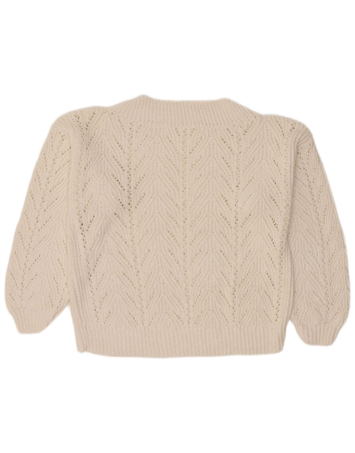 Vintage Dame Turtle Neck Jumper Sweater UK 14 Large White