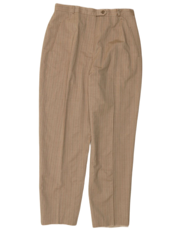 AUSTIN REED Womens Suit Trousers UK 14 Medium W30 L29 Beige Pinstripe