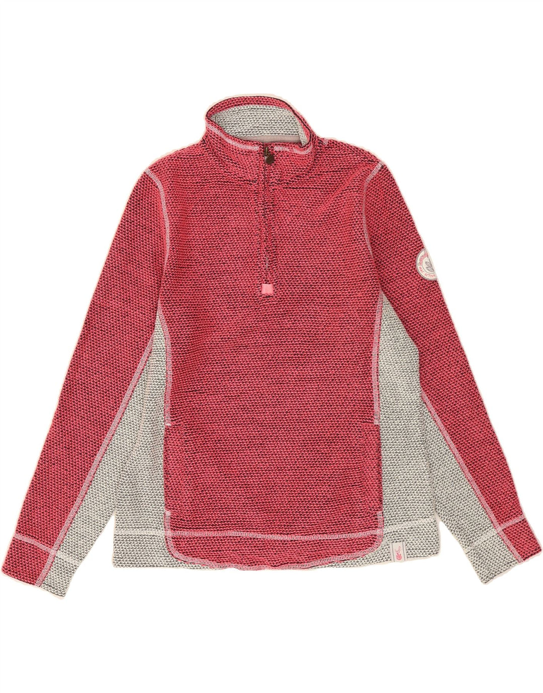 WEIRD FISH Womens Zip Neck Sweatshirt Jumper UK 12 Medium Pink Colourblock Vintage Weird Fish and Second-Hand Weird Fish from Messina Hembry 