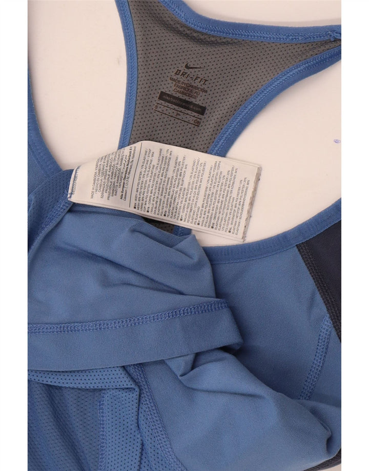 Nike Dame Grafisk Vest Top UK 8 Small Blue Colourblock Polyester