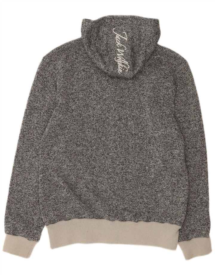 Jack Wolfskin Herre grafisk hættetrøje med lynlås, stor grå flækket polyester