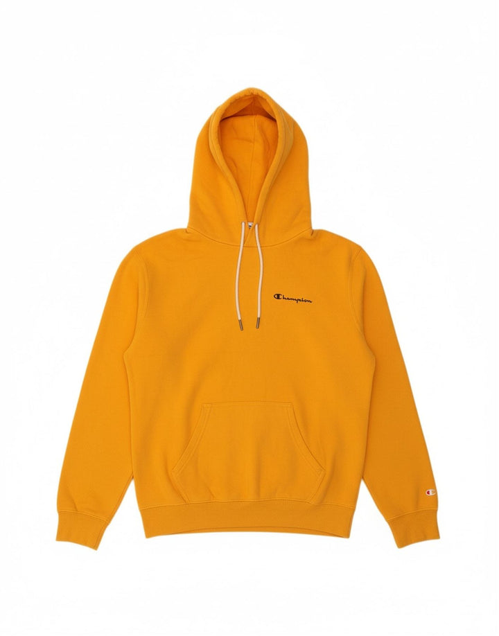 CHAMPION Mens Hoodie Jumper Small Yellow Cotton