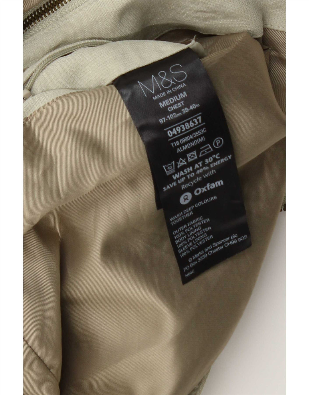 Marks & Spencer Bomber Jacket UK 38 Medium Green Polyester