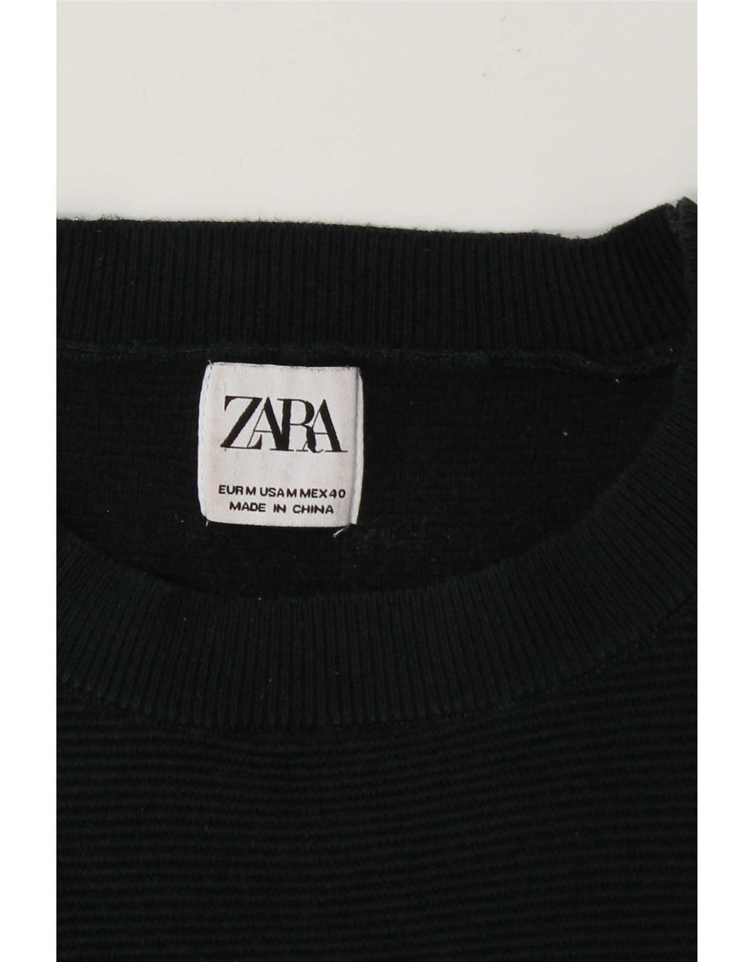 Zara Herre sweater med rund hals, mellemgrøn