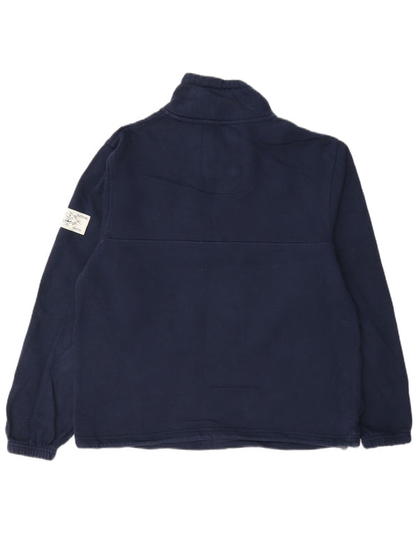 Joules Womens Zip Neck Sweatshirt Jumper UK 8 Small Navy Blue Cotton