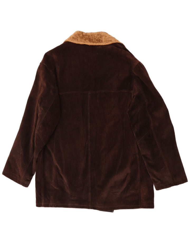 Vintage herre ruskindsfrakke IT 52 XL brunt læder