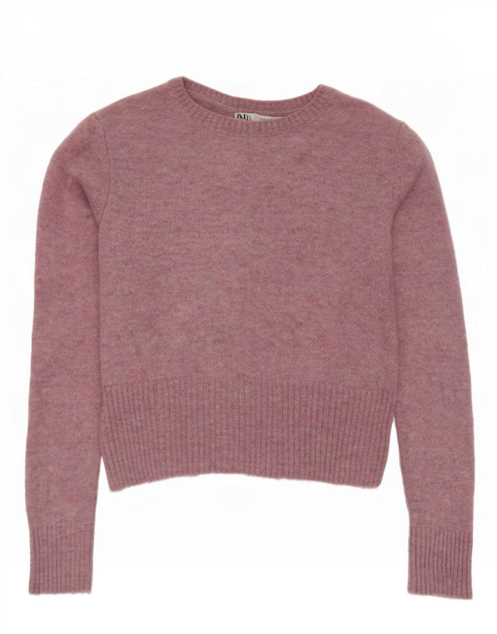 Zara Dame Boat Neck Jumper Sweater UK 12 Medium Pink Nylon