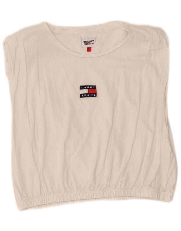 Tommy Hilfiger Dame Crop Vest Top UK 14 Large White