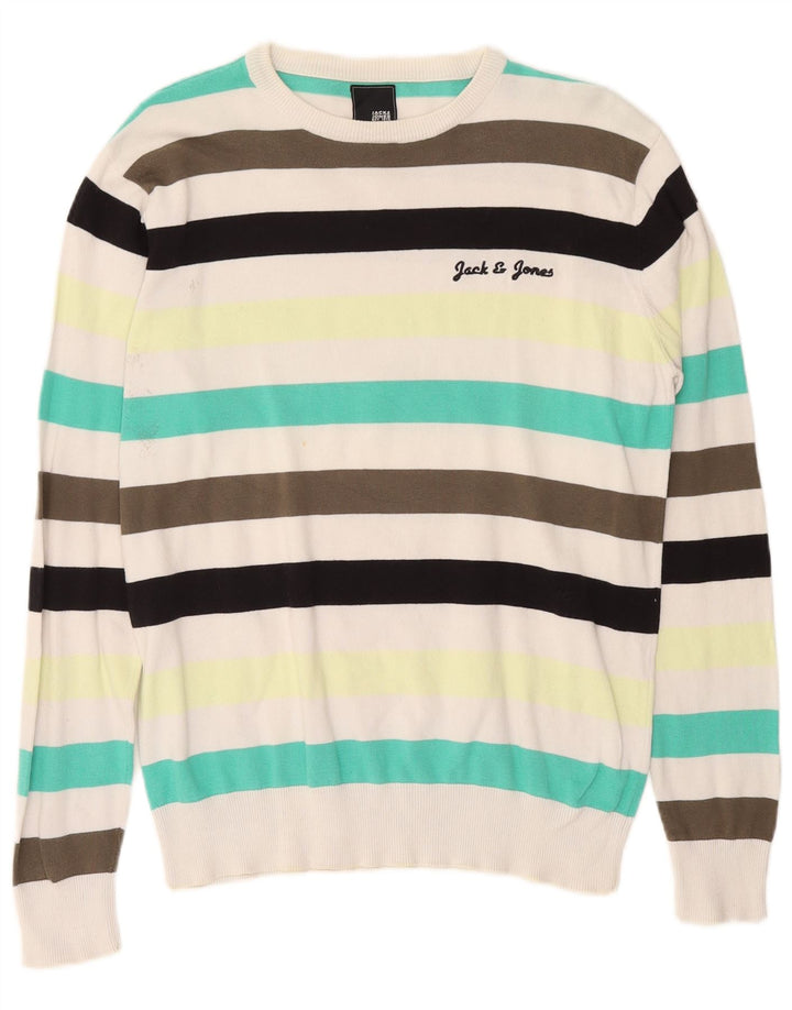 Jack & Jones herre rund hals sweater stor flerfarvet stribet