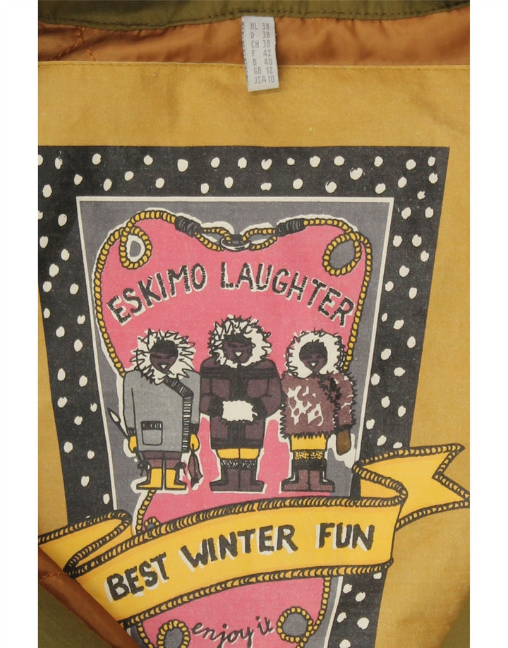 Eskimo Dame Dobbeltradet Frakke UK 12 Medium Green Polyester Classic