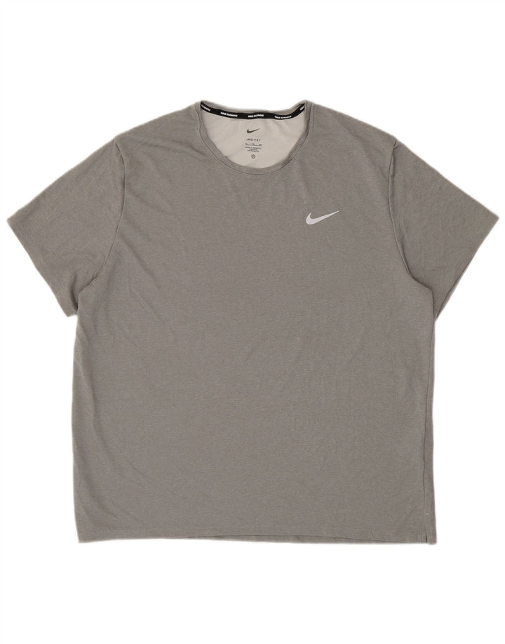 NIKE Herre Dri Fit T-Shirt Top XL Grå Polyester