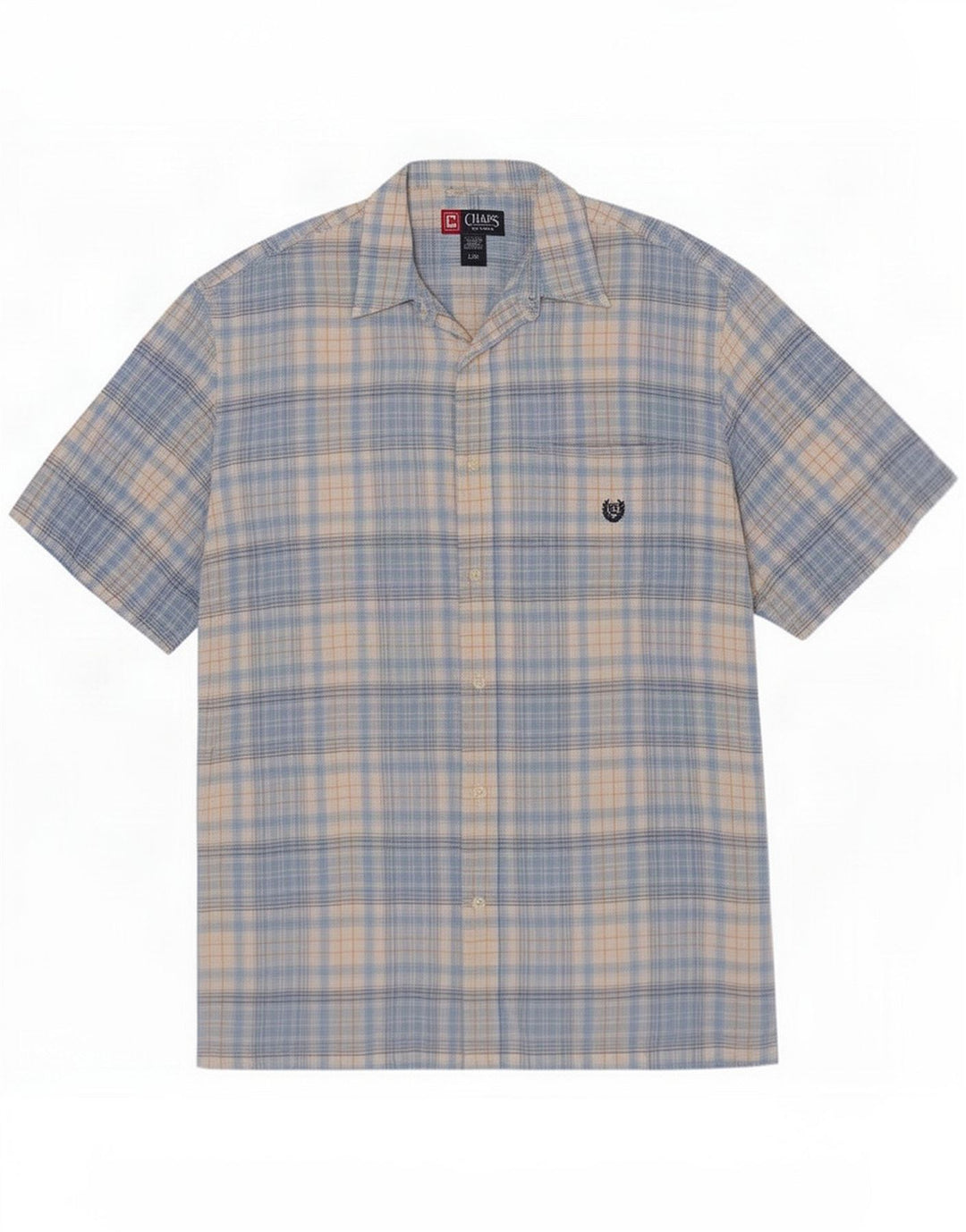 Chaps Kortærmet Herreskjorte Large Blue Check Linen
