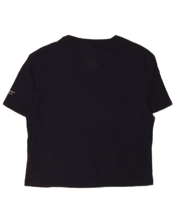 Tommy Hilfiger Dame Grafisk T-Shirt Top UK 10 Small Navy Blue Bomuld