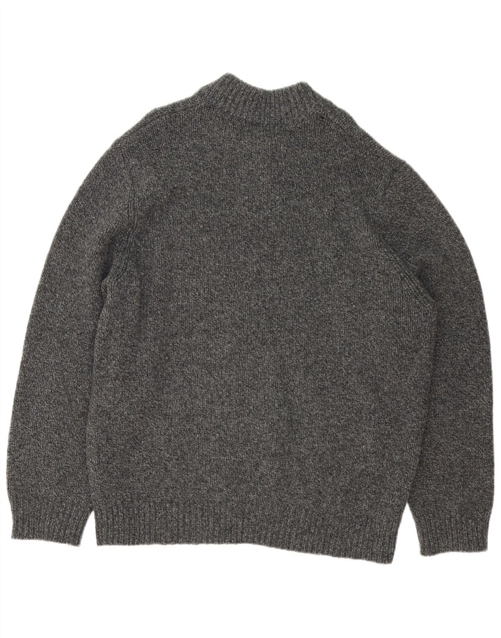 L.L.Bean Herre Button Neck Sweater Sweater Large Grå Flecked Lammeuld