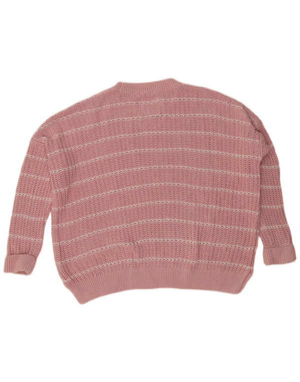 Superdry Womens Oversized trøjetrøje med rund hals DK 14 Stor lyserød stribet