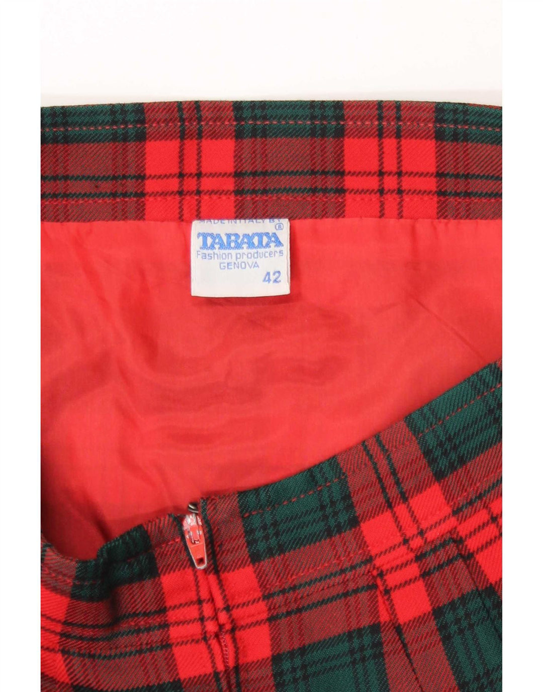 Vintage kvinders blyantnederdel IT 42 Medium W27 rød ternet uld