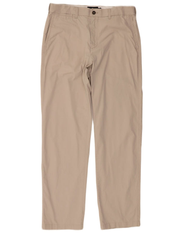 Marks & Spencer Straight Chino-bukser til mænd W34 L33 Beige Bomuld