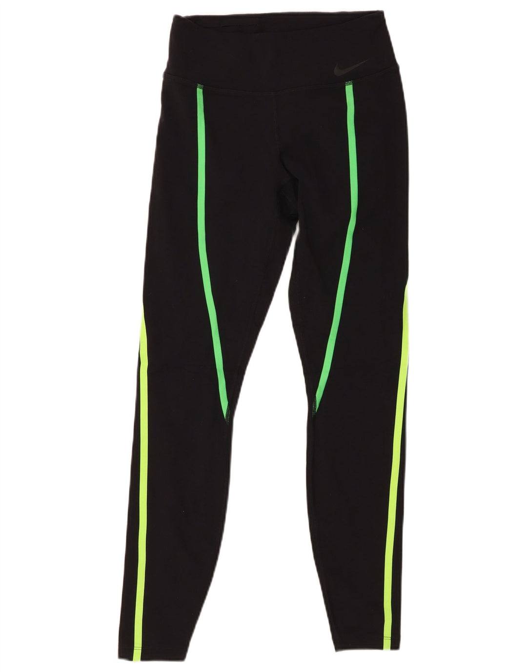 NIKE Womens Dri Fit Leggings UK 8 Small Black Colourblock Nylon