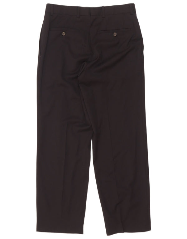 Hugo Boss Mens Straight Suit Trousers Small W31 L29 Navy Blue Virgin Wool