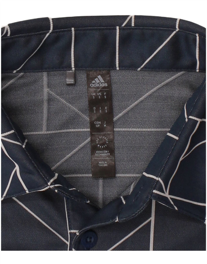 ADIDAS Mens Polo Shirt Small Navy Blue Geometric Polyester