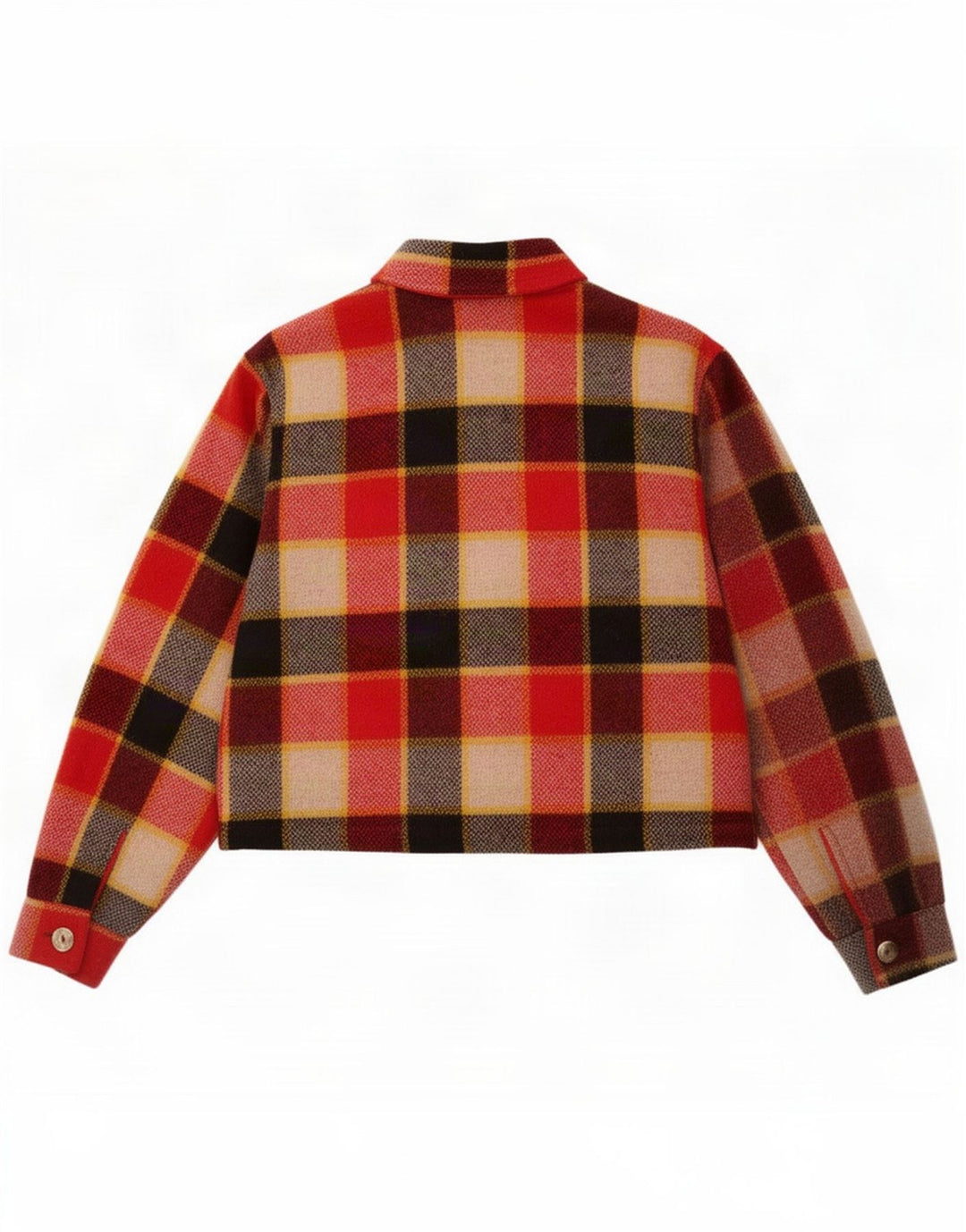 And Womens Flannel Crop Bomber Jacket IT 42 Medium Rød Plaid Uld