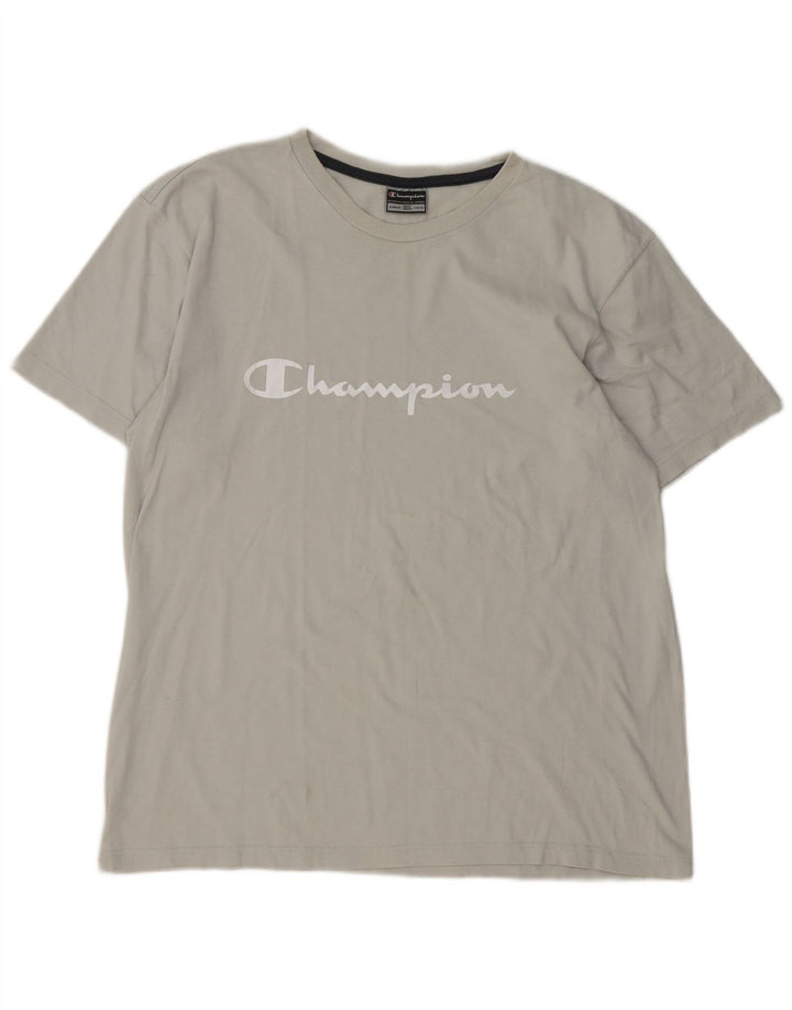 Champion Herre Grafisk T-Shirt Top XL Grå Bomuld