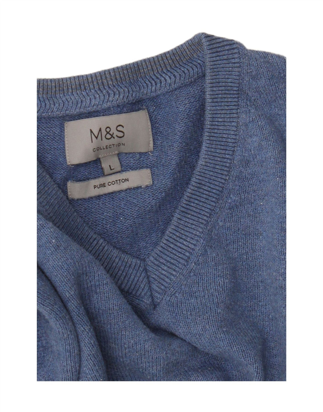 Marks & Spencer Herre V-hals sweater Stor blå bomuld