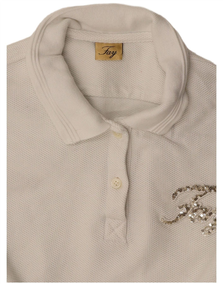 FAY Dame Polo Shirt UK 10 Small White