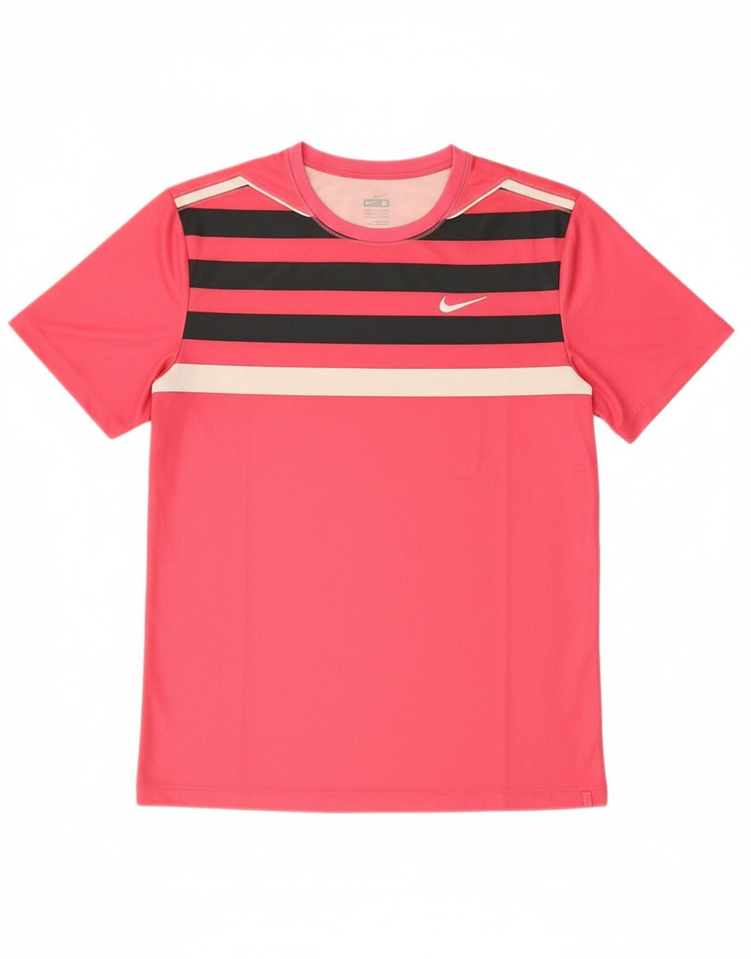NIKE Mens T-Shirt Top UK 36/38 Small Pink Striped Polyester