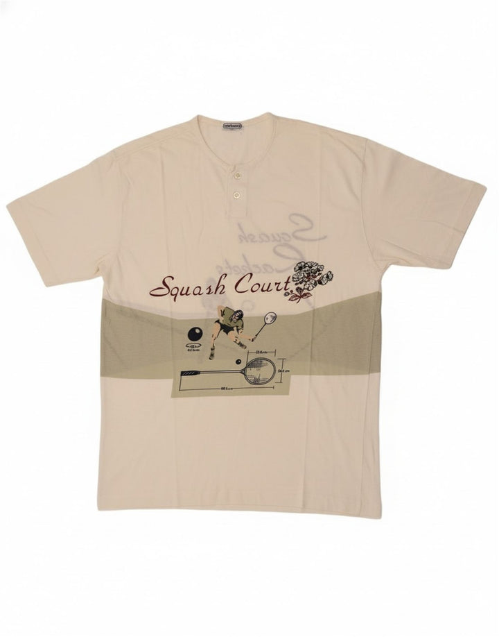 Cacharel Herre Grafisk T-Shirt Top Stor Hvid
