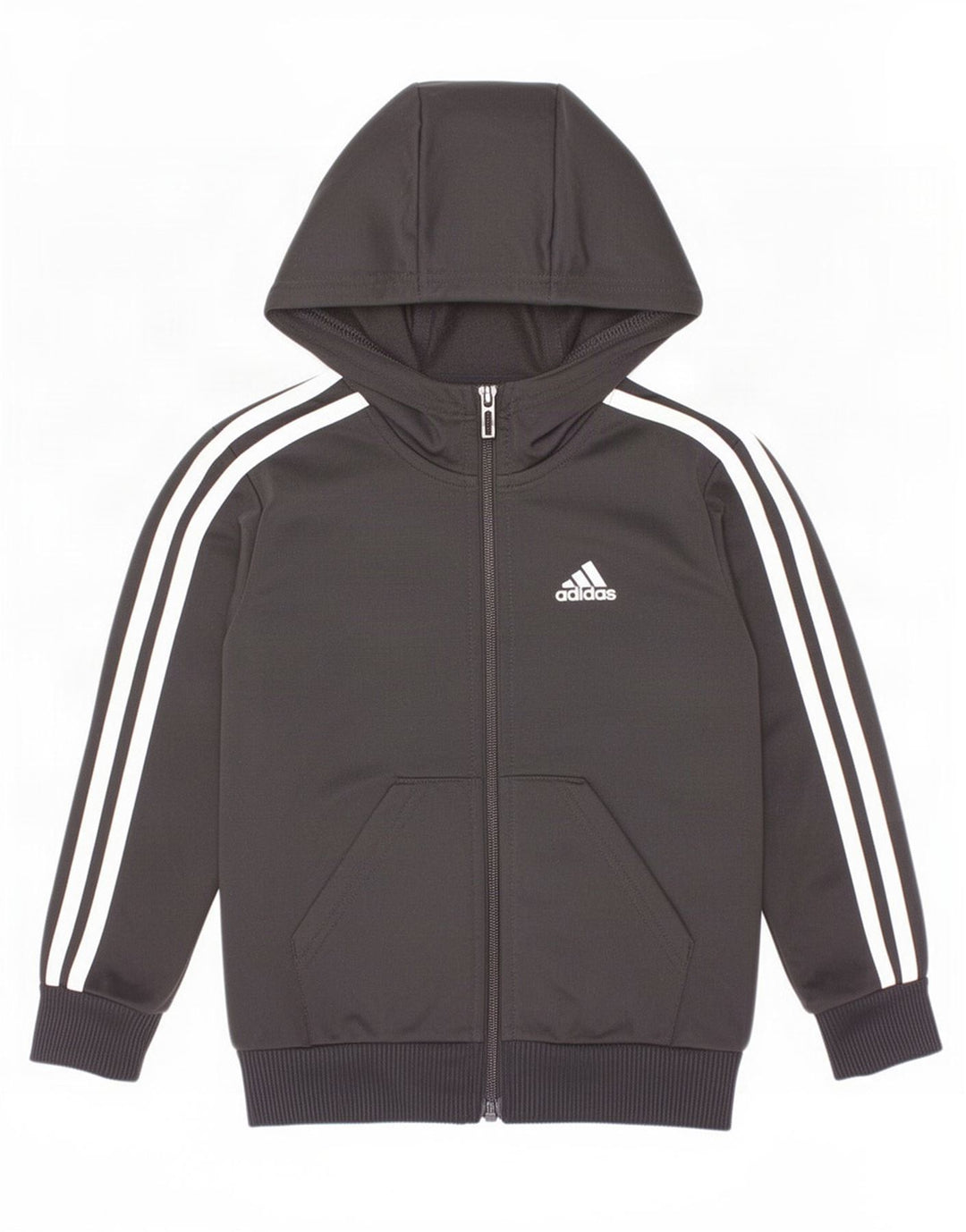 Adidas hættetrøje med lynlås til drenge 4-5 år sort polyester