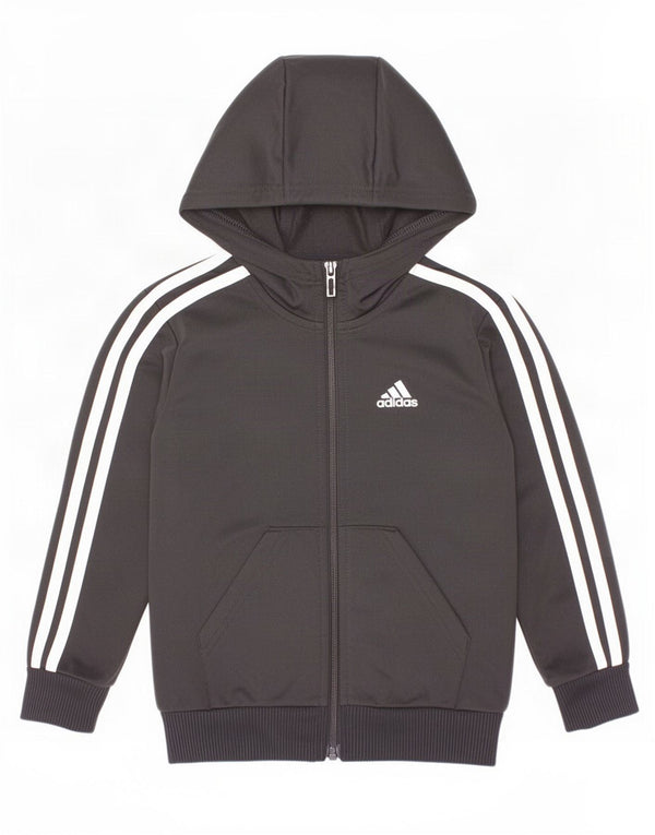 Adidas hættetrøje med lynlås til drenge 4-5 år sort polyester