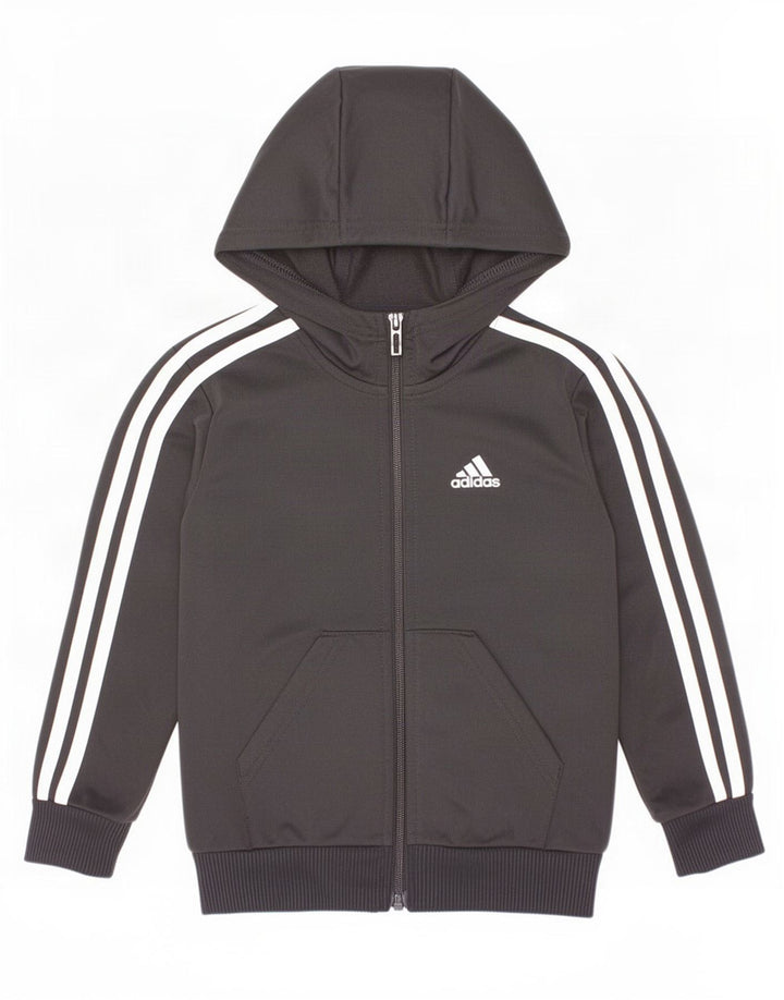 Adidas hættetrøje med lynlås til drenge 4-5 år sort polyester