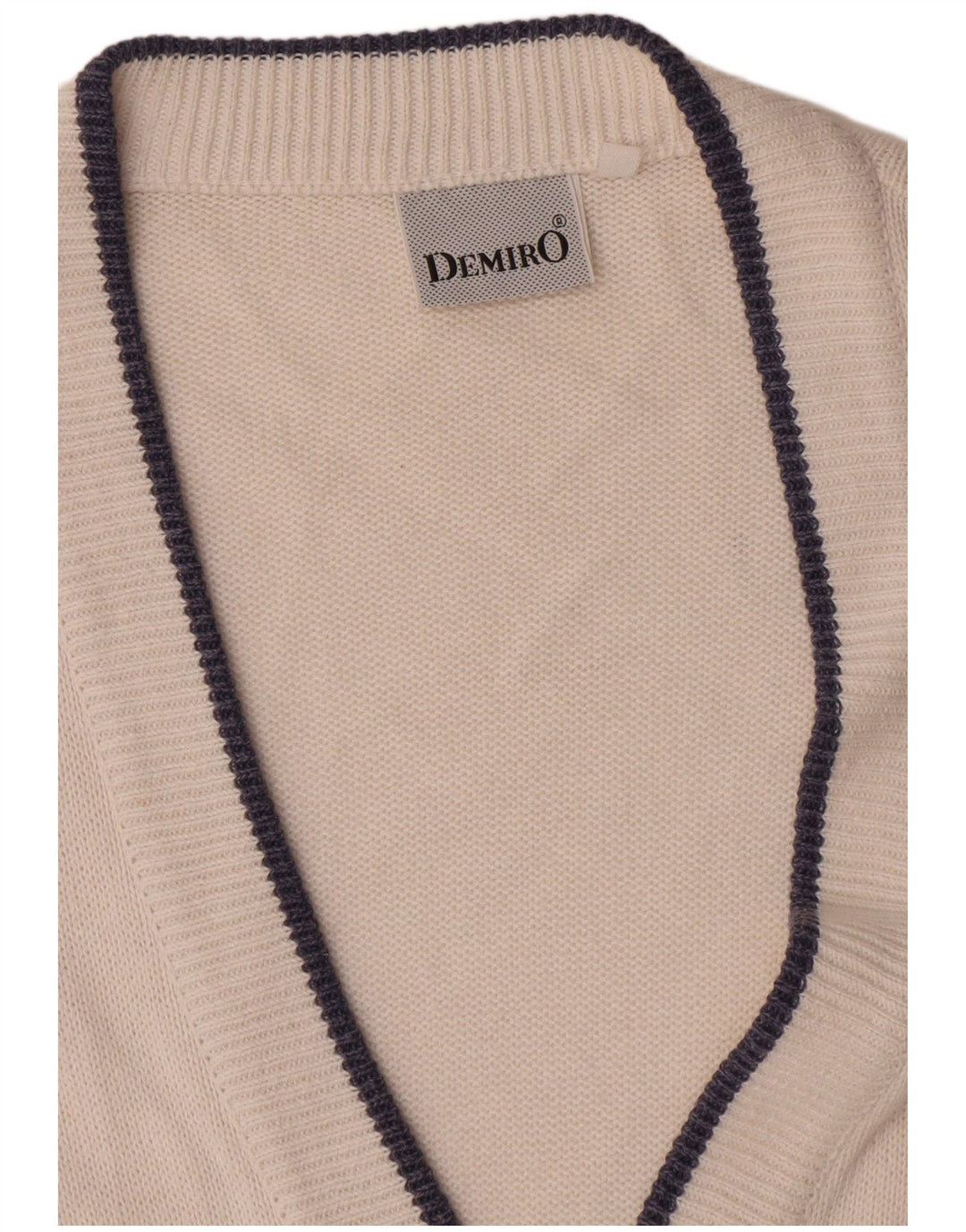 Demiro Herre Cardigan Sweater IT 50 Medium Hvid Stribet Bomuld