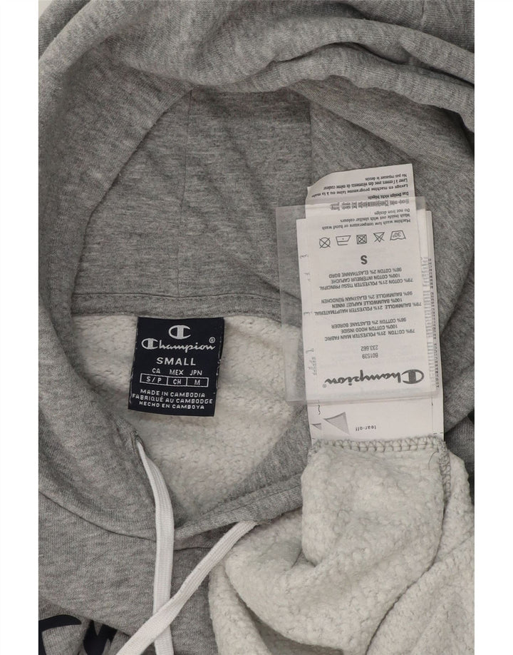 CHAMPION Mens Graphic Hoodie Jumper Small Grey Cotton Vintage Champion and Second-Hand Champion from Messina Hembry 