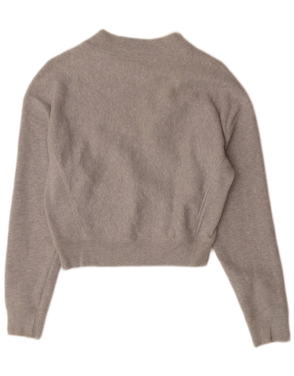 Champion Womens Reverse Weave Crop Sweatshirt Jumper UK 6 XS Grå Bomuld