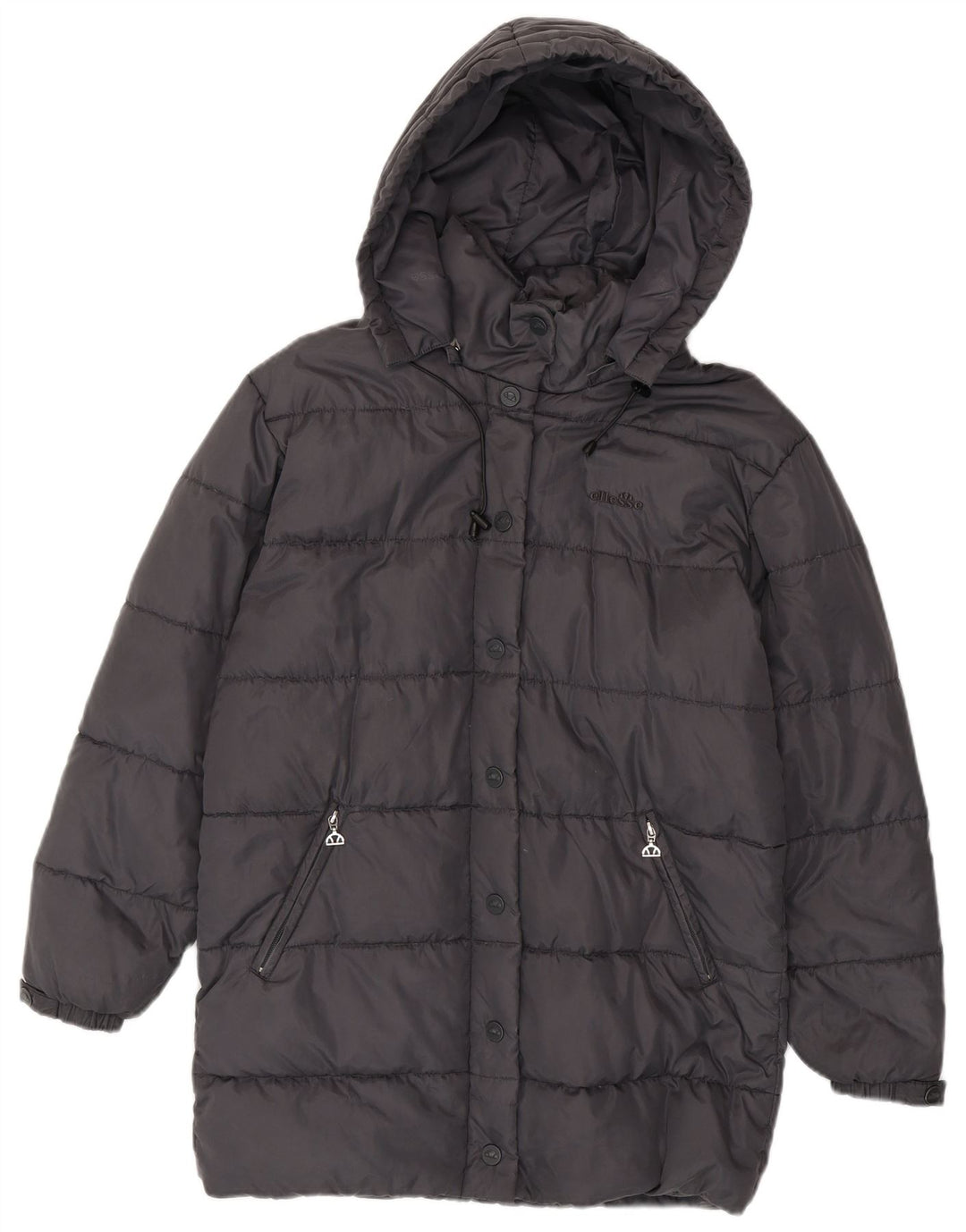 Ellesse Dame Hætte Oversized Polstret Frakke UK 6 XS Grå Nylon